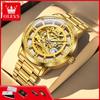 OLEVS 6728 Luxury Wristwatches For Man Luminous Skeleton Stainless Steel Strap Men's Sport Automatic Mechanical Men's Watches