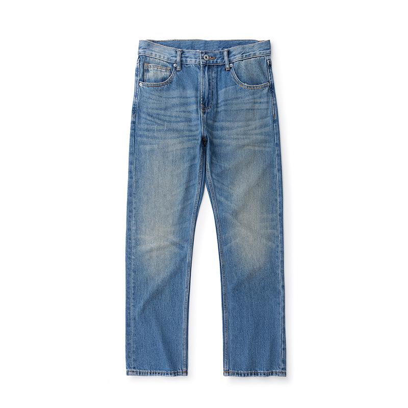 

Узкие джинсы для мужчин, стирка ретро, средняя посадка, универсальные высокие прямые брюки 36