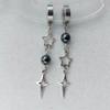 Gothic Punk Silver Color Asymmetrical Black Round Bead Hollowed-out Star Dangle Earrings for Girl Halloween Hip-hop Rock Jewelry