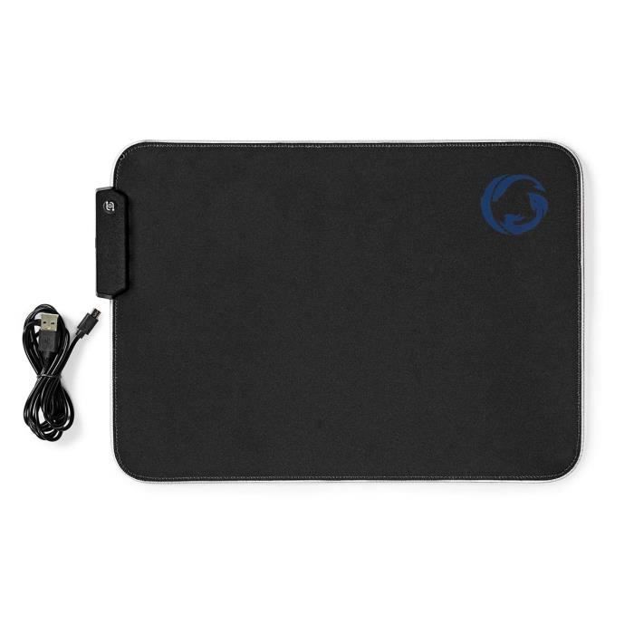 Tapis De Souris De Jeu - NEDIS - GMPDL110BK - Caoutchouc - Microfibre - Éclairage LED Réglable