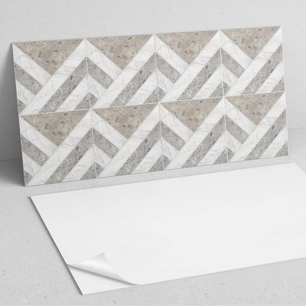 Winylowy Panel Ozdobny Z Grafiką Do Kuchni Lub Łazienki 100X50 Cm Geometryczny Wzór W Płytkach