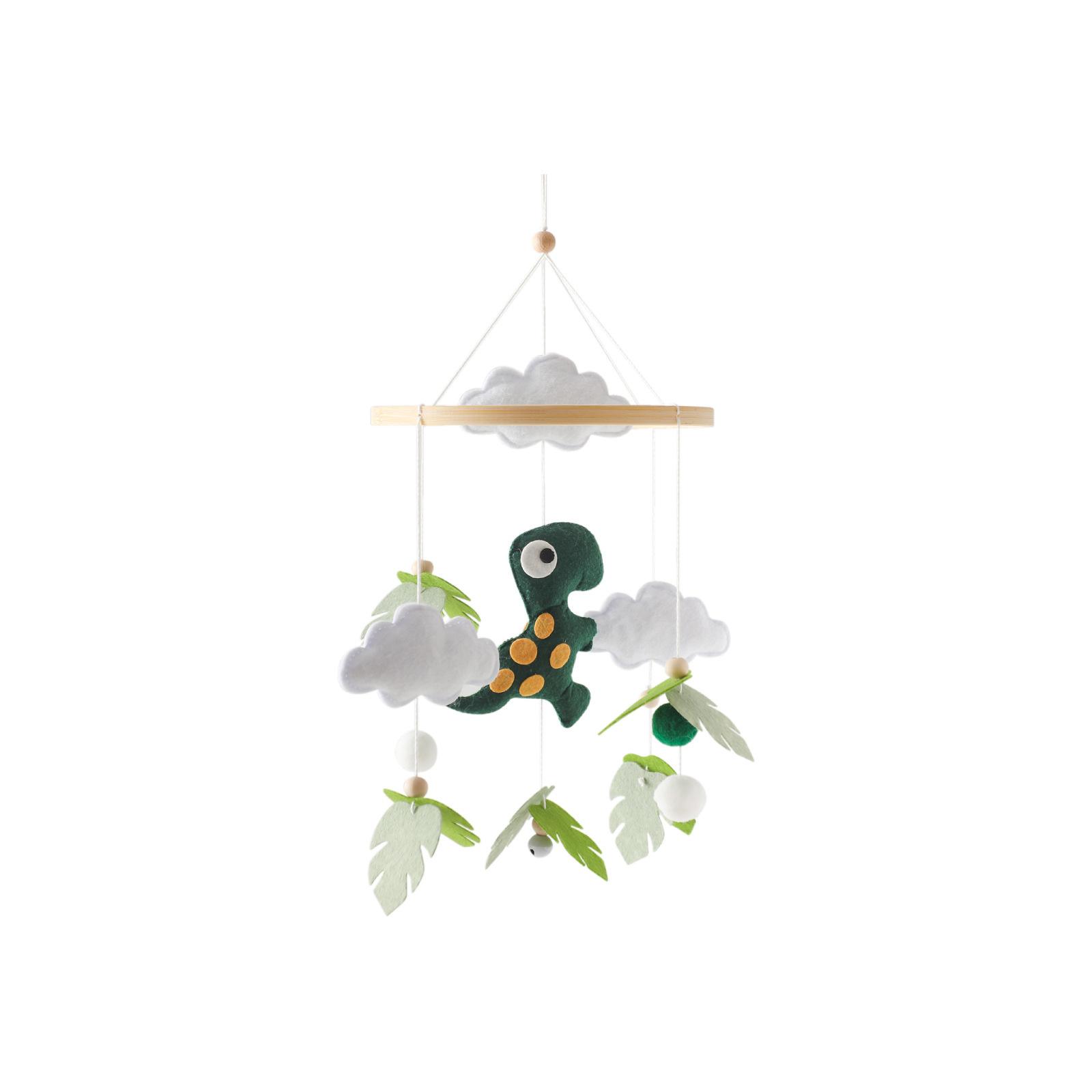 

Подвесные погремушки для новорожденных, деревянный мультяшный динозавр диплодок, игрушка для успокоения сна, мобиль для кроватки, вращающаяся музыкальная карусель 43*18cm