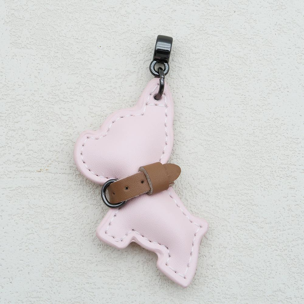 Handmade French Bulldog Genuine Leather Keychain with Anti-Lost Woven Rope Lanyard.