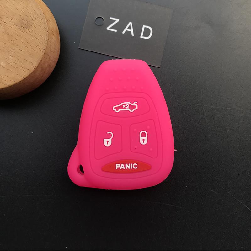 

ZAD silicone key cover case holder for JEEP wrangler cherokee Chrysler Liberty Pacifica Sebring Aspen Magnum Charger protect key Яскраво-рожевий