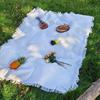 Linen Outdoor Picnic Mat Large Size Camping Ground Cloth Washable Tablecloth with Tassel  Grassland