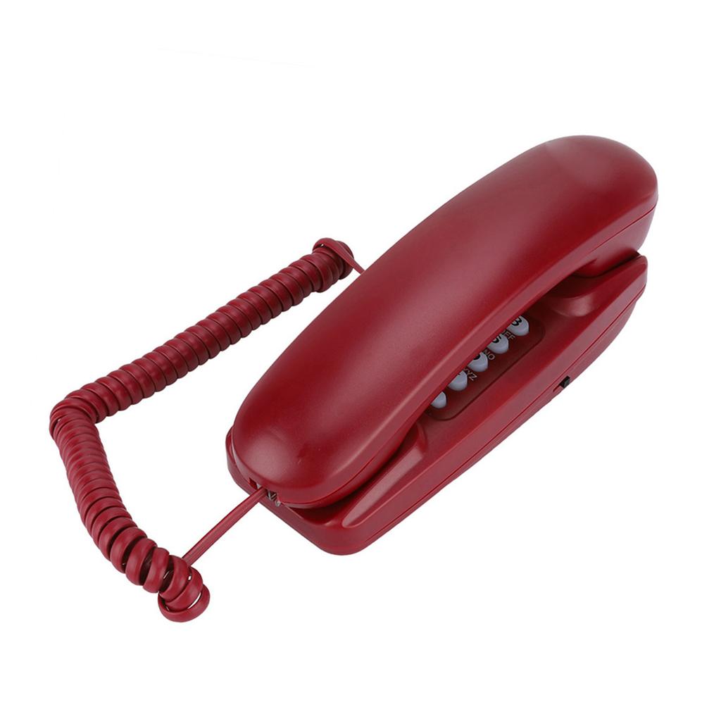 Wall Mount Landline Telephone Extension No Caller ID Home Phone For Hotel Family(Red)