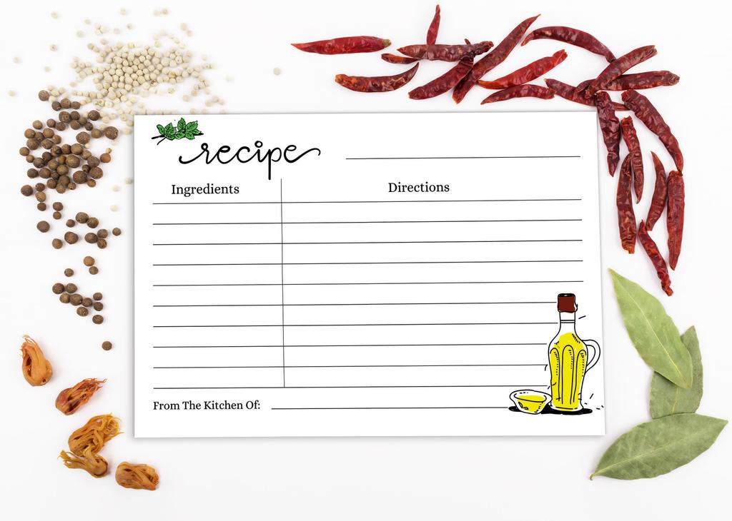 Inkdotpot Recipe Card 6x4 inch Single-Sided Recipe Design Cards Kitchen Recipe Cards Wedding-Bridal Shower-Baby Shower- Pack of