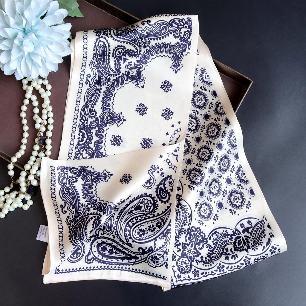 Romantic French cashew nut mulberry silk silk scarf silk thin strip silk scarf double layer scarf ribbon streamer scarf