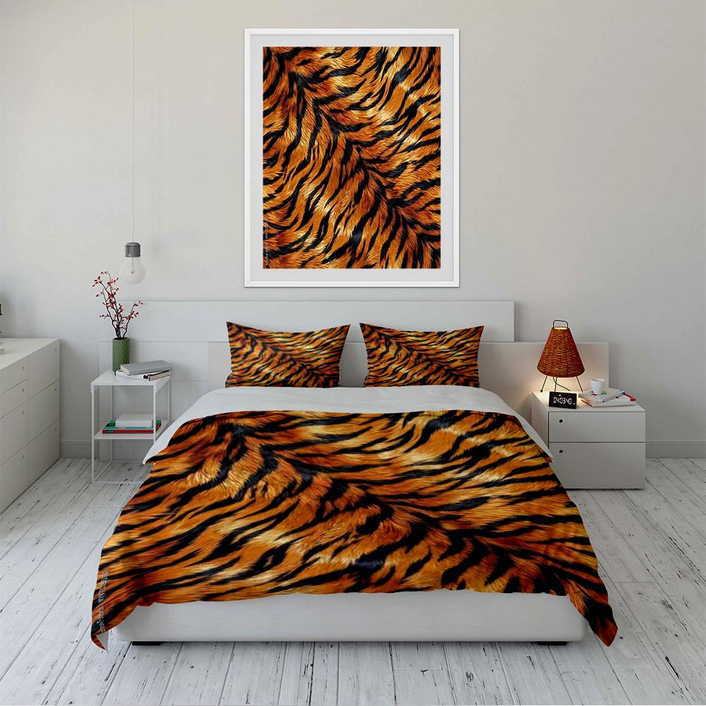 Tiger Stripe Pattern Bedding Set Bedding set (1 duvet cover, 2 pillowcases, duvet not included)