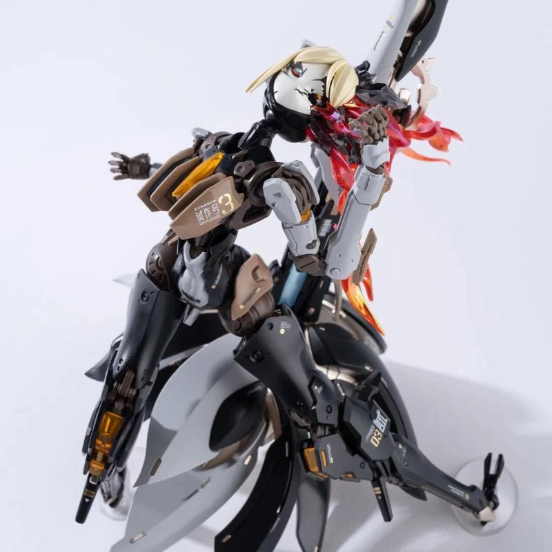 1/10 Rosado Mecha Girl Model Kit 3-Head Petal Armor Action Figures Assembly Toy With Effect Parts Collectible Gift Desktop Decor