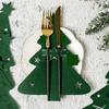 Red Green Xmas Tree Cutlery Knife Fork Spoon Covers Table Decor Christmas Tableware Pocket Holder Bags New Year Dinner