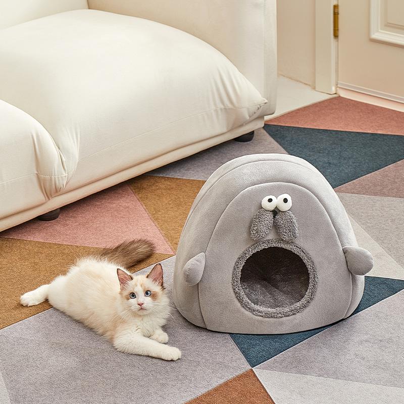 Cartoon Seal-style Pet Beds Thickened And Soft Medium And Small-sized Cat Beds Deepened And Warm Pet Beds In Winter