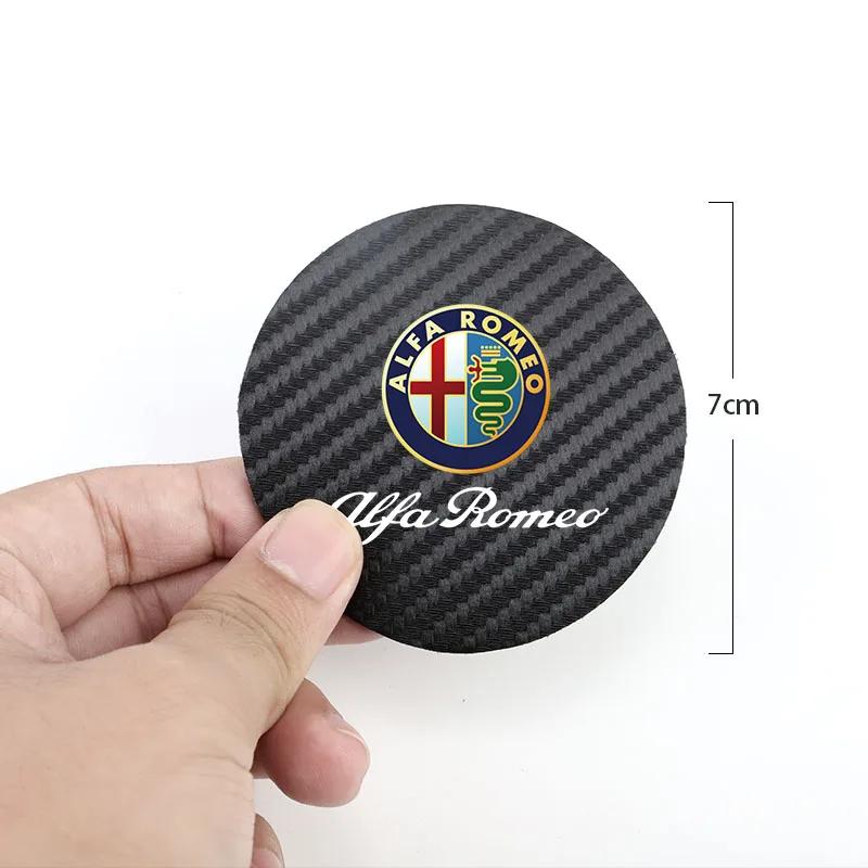 FJWXM1 2Pcs Leather Coaster Anti-noise Water Cup Pad Cushion For Alfa Romeo Giulietta Giulia GT 159 147 156 Mito Brera Stelvio