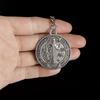 1 Stück Jesus St. Benedikt Anhänger Schlüsselanhänger Vintage Rund Beidseitiges Muster Kreuz Legierung Schlüsselanhänger Mode Schlüsselanhänger Zubehör