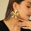 Light Luxury Three-dimensional Flower Texture Earrings, Fashionable Exaggerated Design Earrings