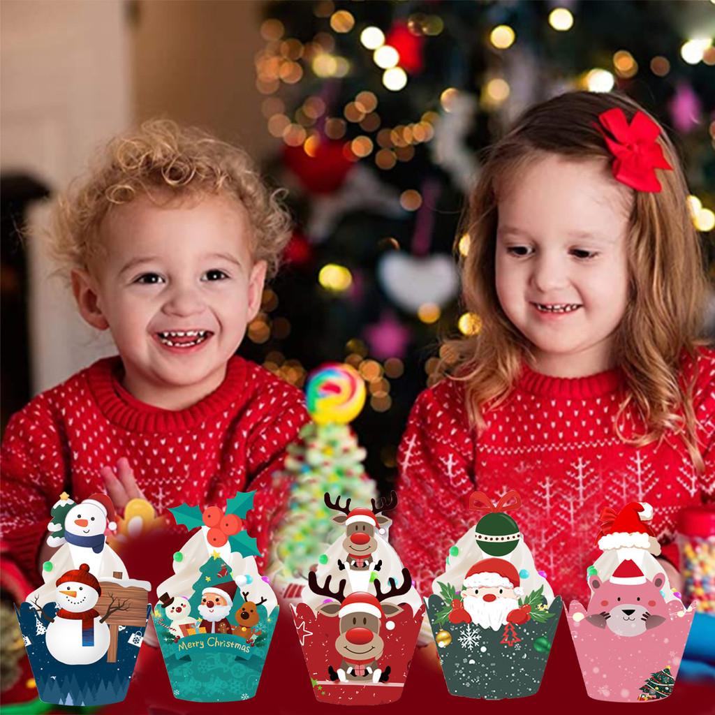 Christmas Decoration Cake Paper Flags Cards For Festive Party Celebration Prop