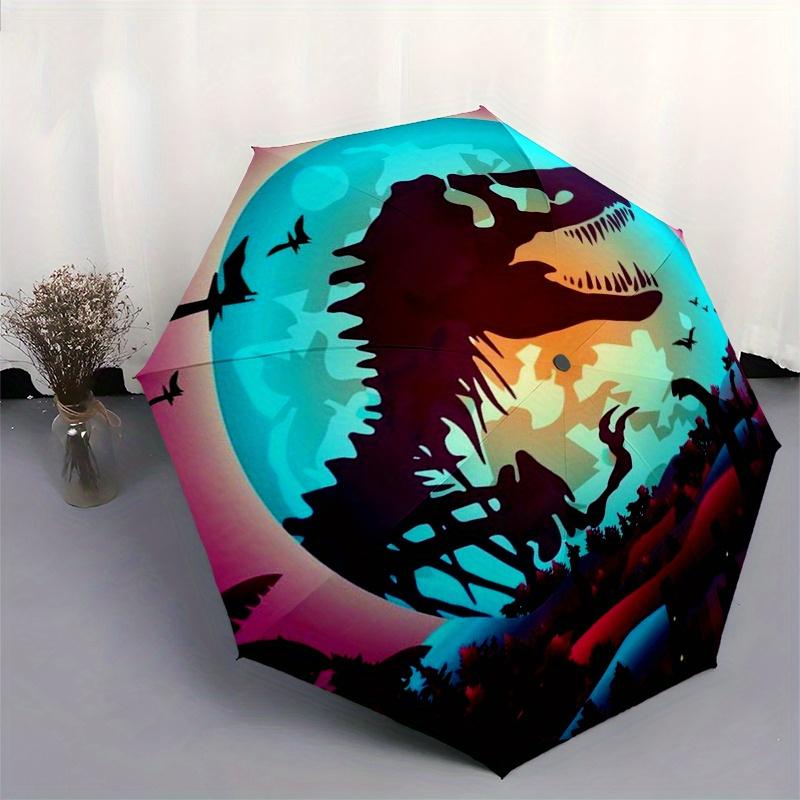 Jurassic Adventure: Dinosaur Silhouette ArtworkUmbrella, Portable 3-Fold Compact Umbrella for Men & Women Gift