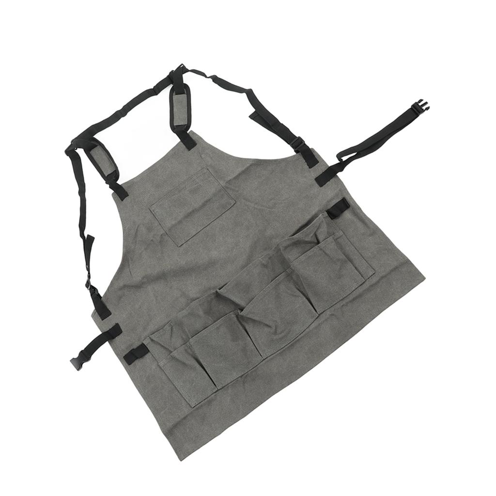 Woodworking Apron Canvas Gray Multiple Pockets Collapsible Woodworking Shop Apron for Men Women