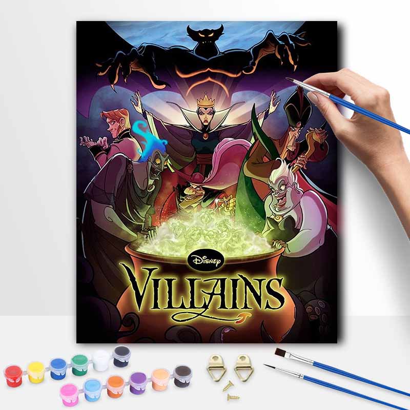 Disney Oil Painting Kit Iconic Villains Home Bedroom Wall Decor Handmade Gift 20x30cm