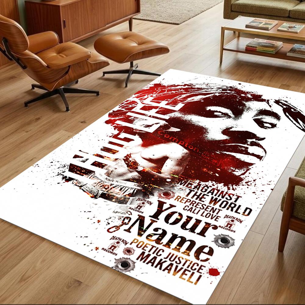 2pac Customized Name Area Rug Design for Hallway Study Room Decorate Room Bedrooms Anti-slip Rug Anime Office Decor Best for Christmas