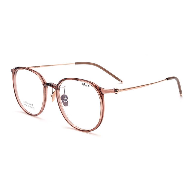 Women's Korean-Style Ultralight Full Rim Pure Titanium Eyeglass Frames for Small Face, Model 9104 - Extra Wide Myopia Glasses