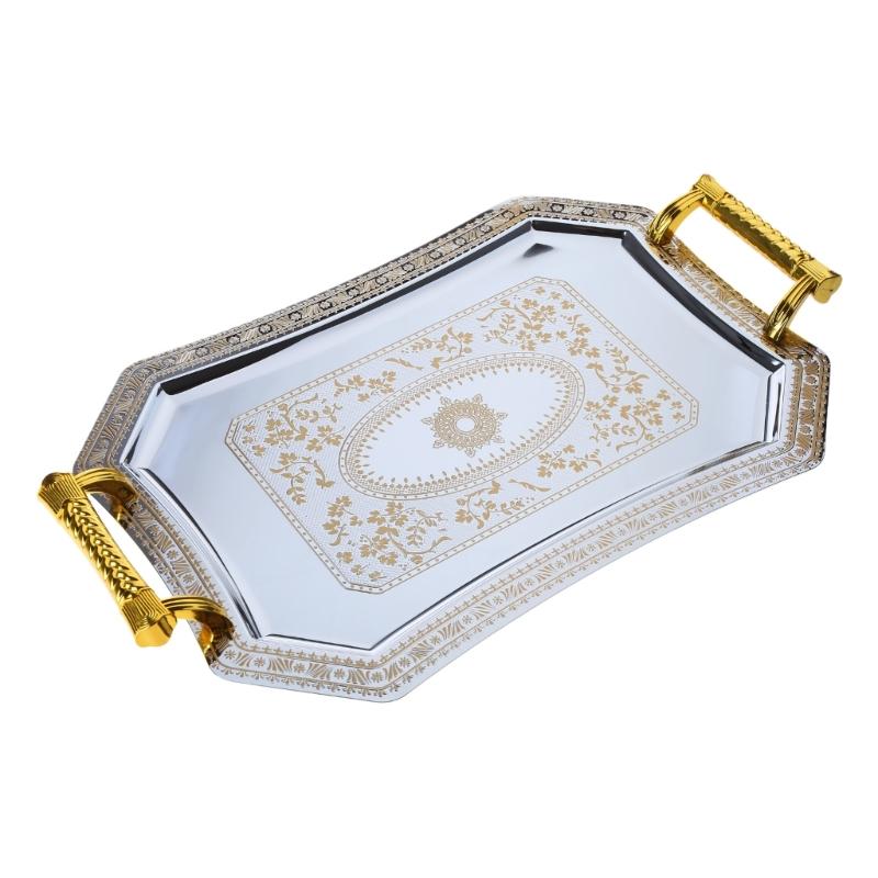 Stainless Steel Storage Tray Metal Elegant Organizer Multifunction Trays for Fruit Candy Dessert Pastry Cookie Biscuit