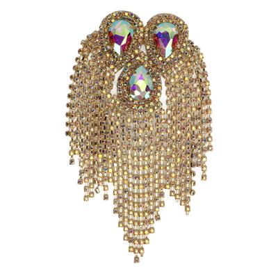 Rhinestone Tassel Shoulder Epaulet Decorative Shoulder Board Badge DIY Exquisite Tassel Epaulet for Party Golden