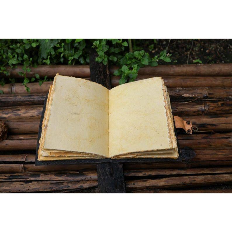 Sun and Moon Handmade Deckle Paper Journal for Men and Women7/5 Grimoire Spell Notebook for Traveling Sketchbook Book