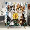 Adorable Kittens with Sunflower Waterproof Shower Curtain for Modern Bathroom Decor, Stylish and Durable, Perfect for Home Use