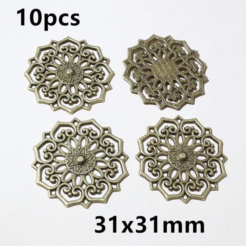 10-50pcs Flower Charms Connector Boho Vintage Pendants Alloy Metal DIY Jewelry Making Accessories Findings Crafts