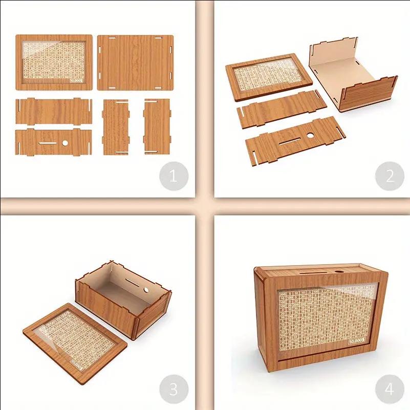 Spardose aus Holz Geldaufbewahrungsbank mit Sparzielzähler Wiederverwendbare handgefertigte Spardose Münzfach Aufbewahrungskoffer