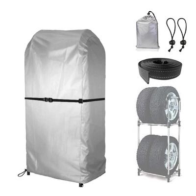 Outdoor Waterproof Tire Rack Cover, Holds 4 Tires, 420D Thick, 170cm (H) X 75cm (L) X 85cm (W), for SUVs, UV Protection, Deterioration Prevention, Dir