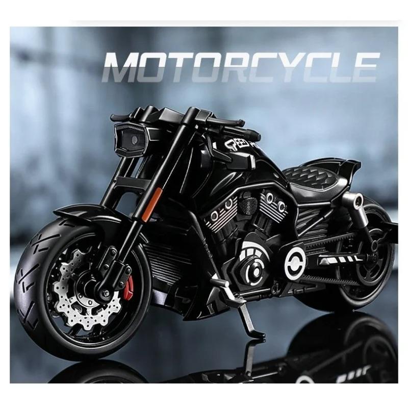 Simulation 1/10 Alloy Har Vintage Motorcycle Model with Sound and Light Diecast Toy Motorbike Collection Miniature Voiture