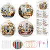 1 Set Cafe Garden Themed Embroidery Kit, Including Tools and Stitch Tutorials Suitable for Beginners, Embroidery Fabric Material Kit Cotton Linen