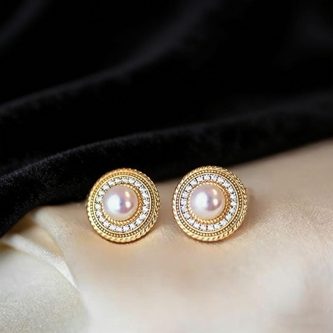 Natural Freshwater Pearl Stud Earrings Women s S925 Silver Needle Round Light Luxury Retro Premium Ins Wind Earrings 2026