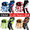 Sada oblečení na motokros pro děti Mladistvý dres Kalhoty Sety dítě zelená Motocykl černá 3 4 5 6 7 8 9 10 let Terénní oblek modrá oranžová Enduro kros chlapec dívka