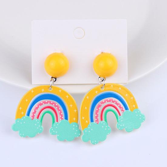 1 Pair Stud Earrings Cute Allergy Free Acrylic Creative Design Rainbow