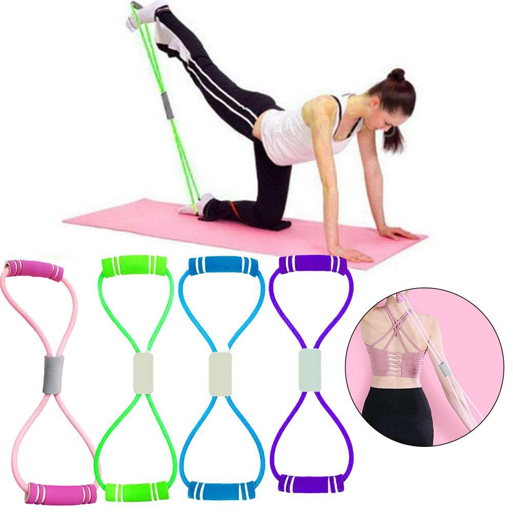Figure 8 Fitness Resistance Band with Anti-slip Handle Portable Men Women Arm Shoulder Stretch Strength Training Exercise Elastic Strap Tension Rope