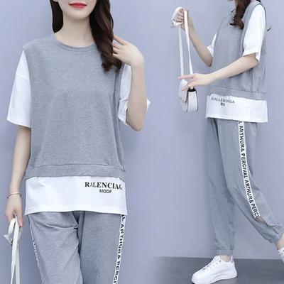 Plus Size Women's Fashion Loose-fit Slimming Sports Suit Casual Age-reducing Two-piece Set Korean Style