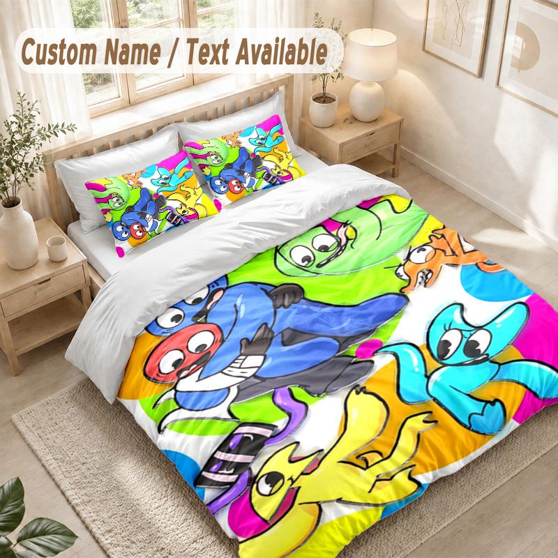 Regenbogenfreunde Bettwäsche-Set, 1 Bettbezug & 2 Kissenbezüge Weich Bequem Schlafzimmer Heimtextil Dekoration