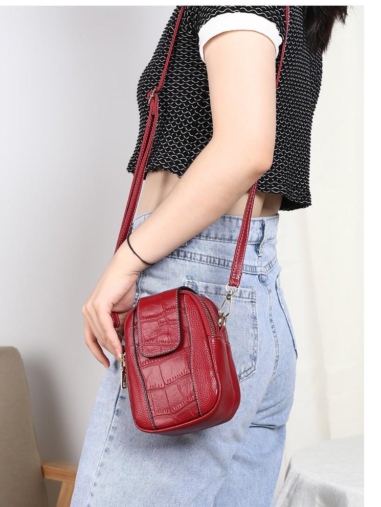 Women's Trendy Genuine Leather Crossbody Phone Handbag - Winter 2025 Collection