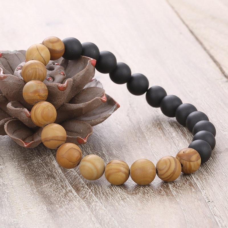 2017 New Style European & American 8MM Wood Grain Bead Handmade Bracelet