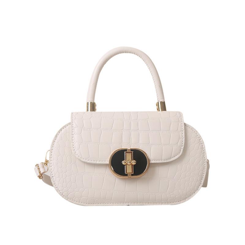 Chic Crocodile Pattern Pu Handbag For Women Stylish Shoulder Crossbody Bag белый