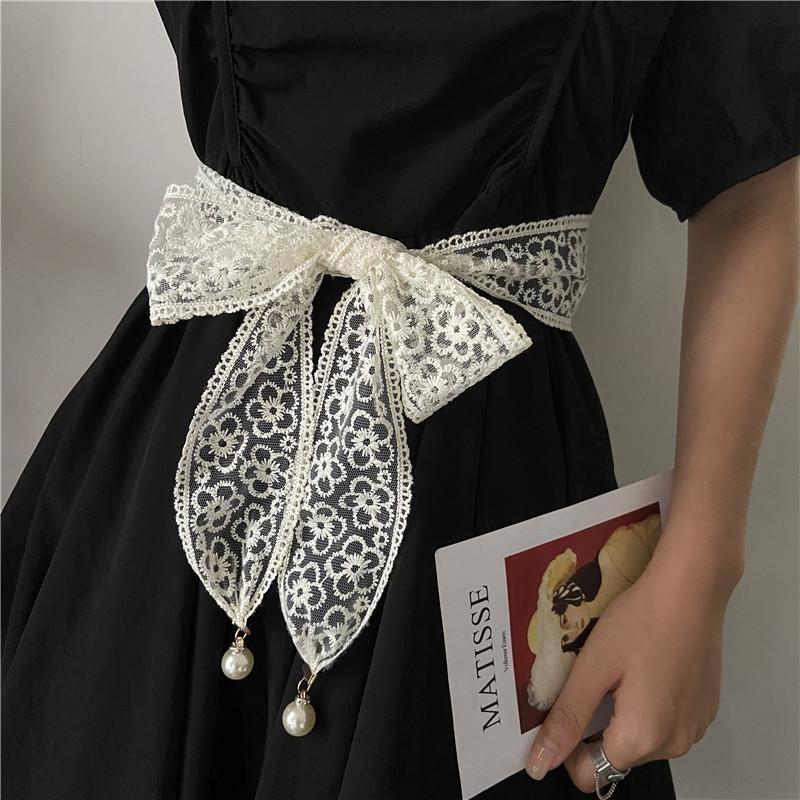 Black And Fashionable Cream Lace Waist Belt For Women Ideal For Summer Outfits Dresses And