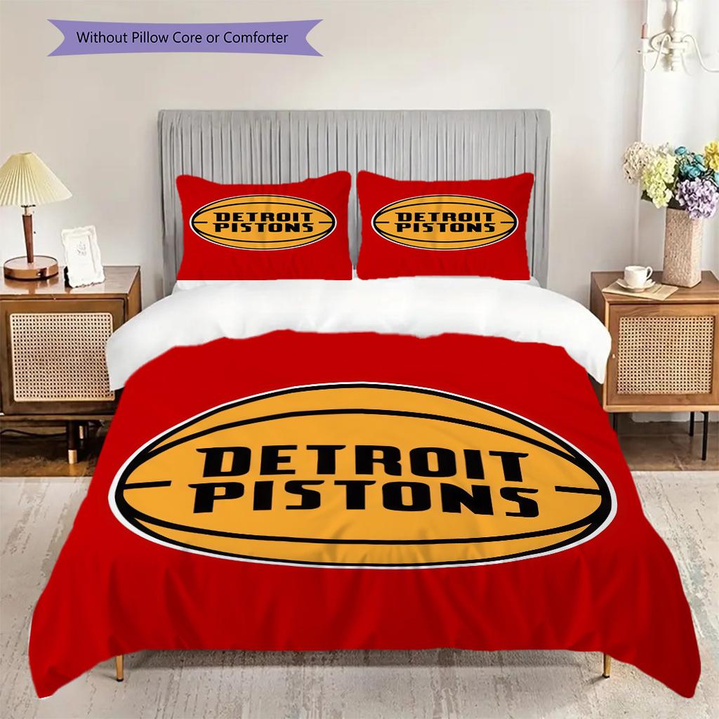 Lebendige Detroit Pistons NBA Spirit Bettwäsche(1 Bettbezug + 2 Kissenbezüge, ohne Füllung) Weiche und bequeme Bettbezug und Kissenbezug Bettwäsche-Set