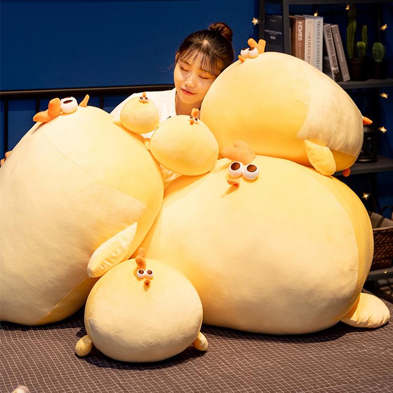 Wucifang Bags Unisex Kids Yellow Soft Round Chick Plush Toy Stuffed Chicken Doll Sleeping Companion Cute Gift For Kids