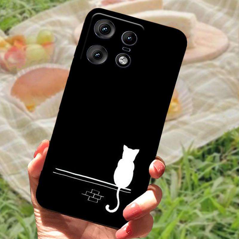 For Motorola Edge 50 Pro Case Fashion Marble Silicon Black Soft Bumper for Moto Edge 50 Pro Phone Cases Cartoon TPU Shells