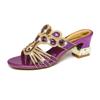 Neue Damen Sandalen Dicker Absatz Mit Diamanten Eingelegt Ledersandalen Sexy Offene Zehen Hoher Absatz Sommer Strandschuhe