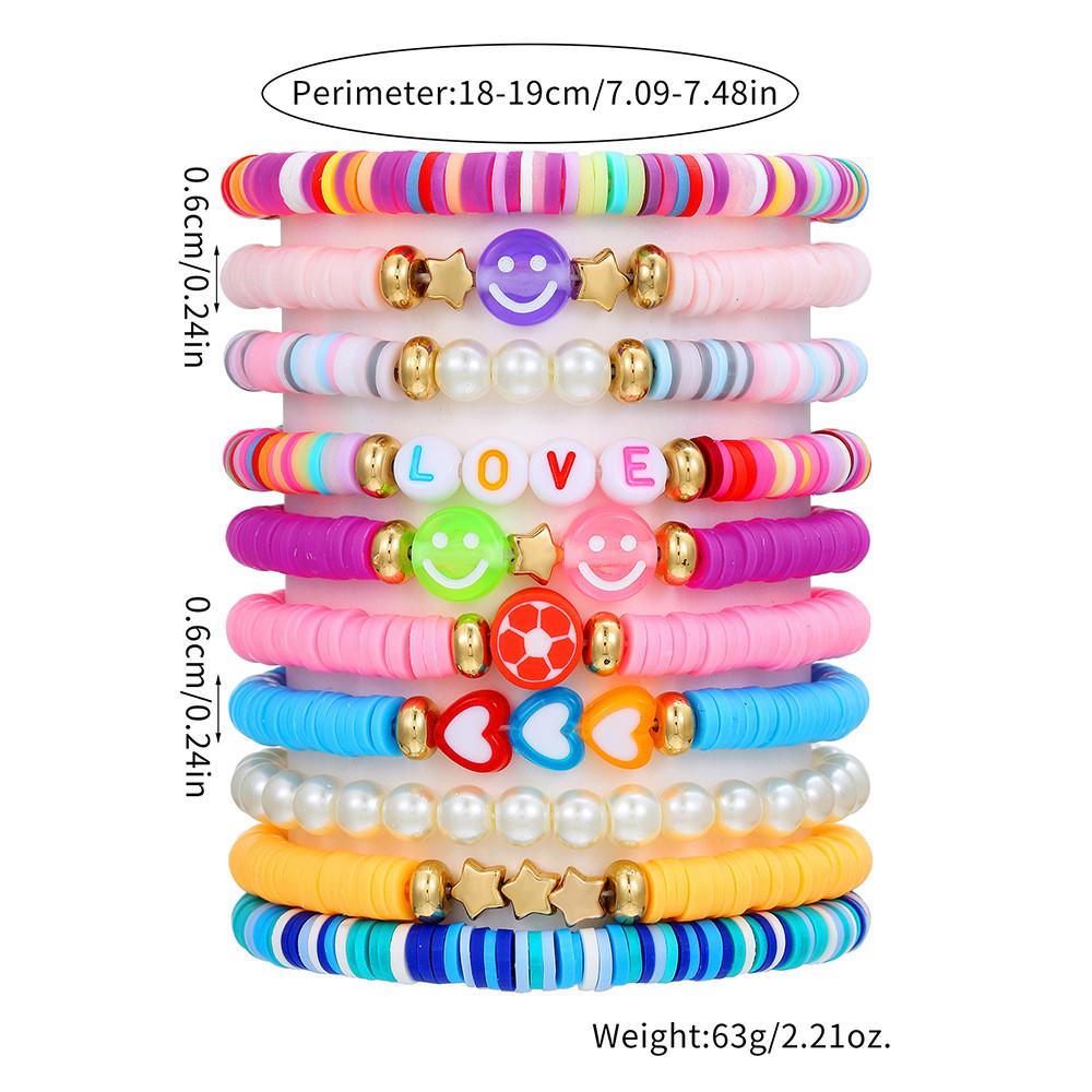 Soft Clay Hand Chain With Letter And Smile Face Design For Summer Beach Vacation Style
