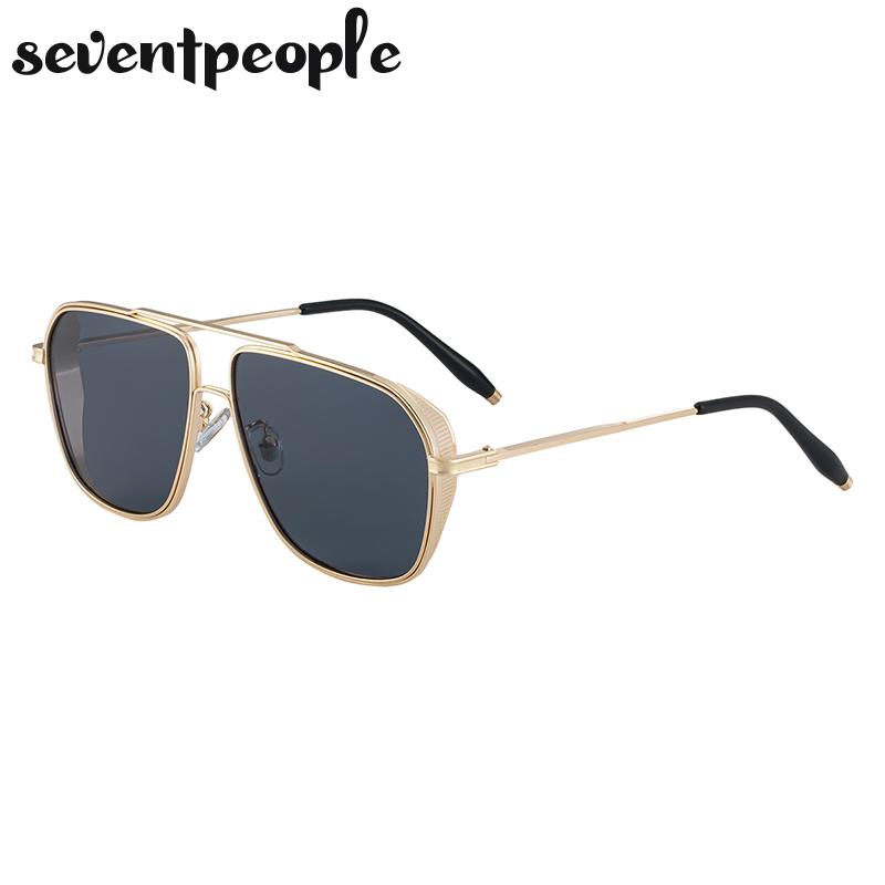 Vintage Übergroße Quadratische Sonnenbrille Herren Luxusmarke Klassische Metall Doppelsteg Punk Sonnenbrille Für Herren Trendige Fahrbrille